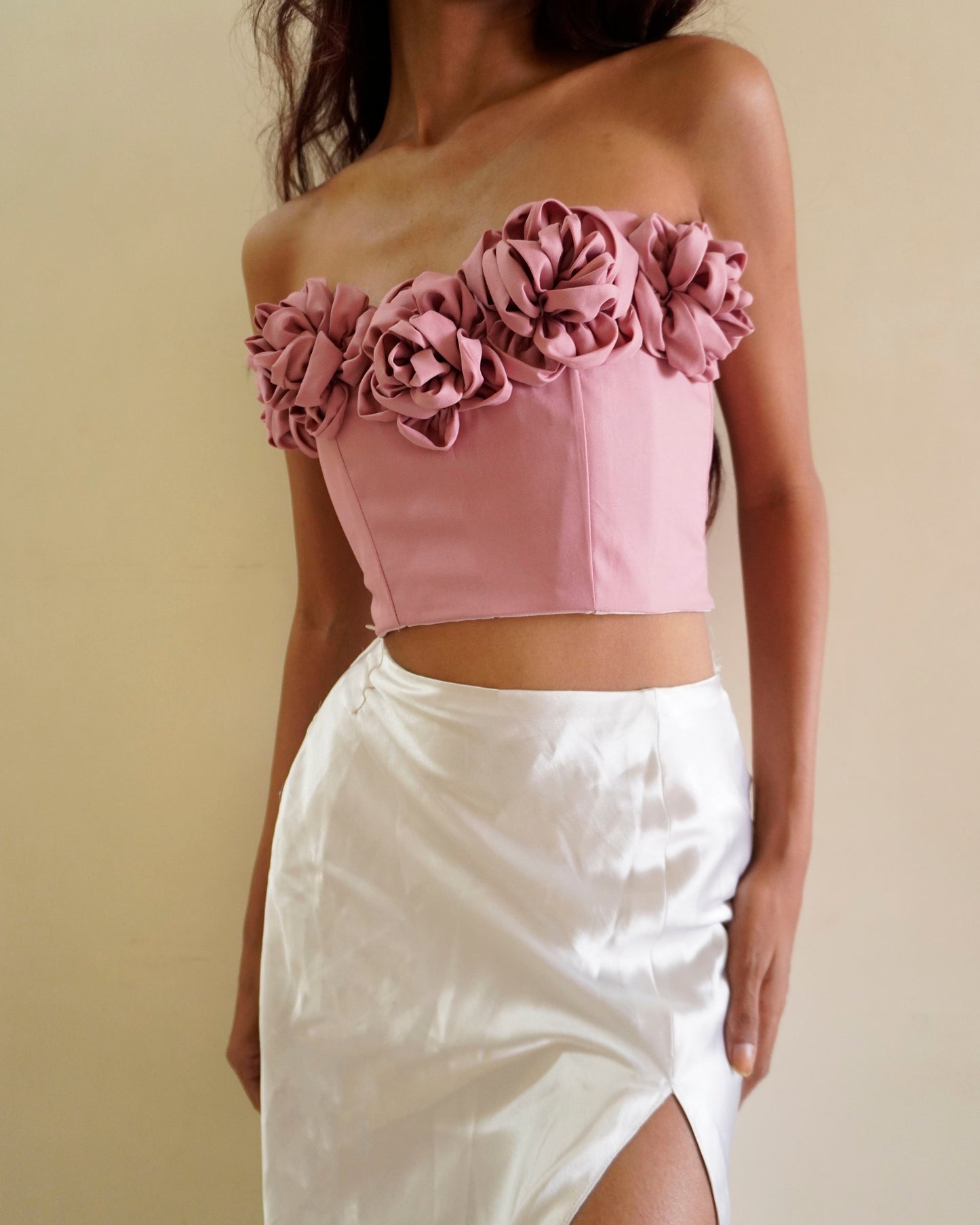 Rosette corset in Blush